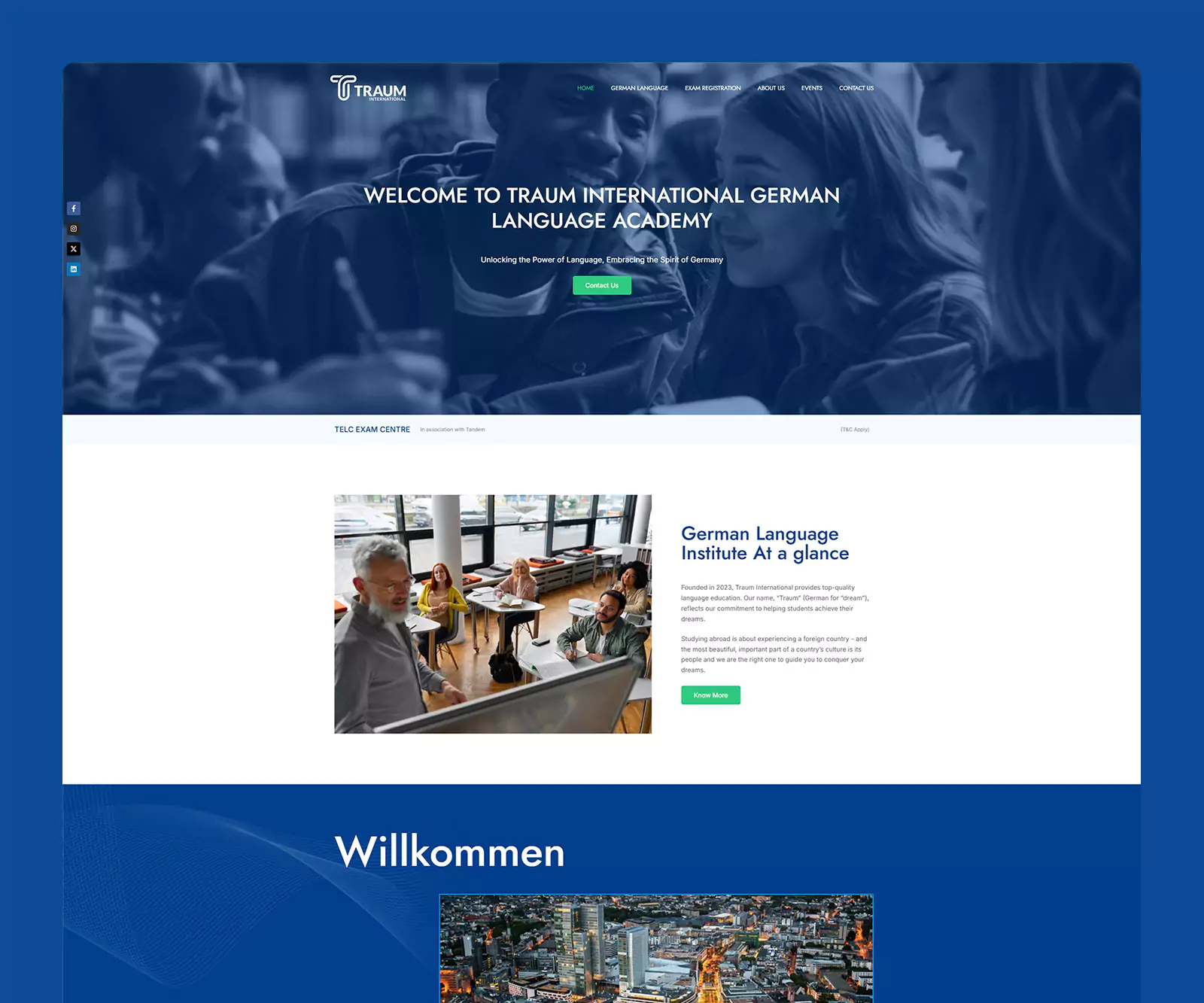 Traum International website image